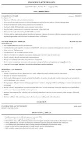 collection manager resume sample