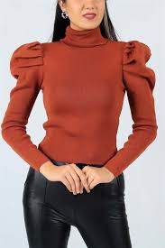 29 95 Tl Balon Kol Kiremit Bayan Triko Kazak 22705b Modamizbir Moda Stilleri Triko Mankenler