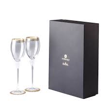 Set of 4 faustina glass goblets for wine or water; Rosenthal Versace Medusa D Or White Wine Goblet Tattahome