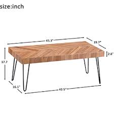 Rectangular wood hairpin coffee table. Amazon Com Modern Wood Coffee Table Nature Cocktail Table For Living Room Chevron Pattern Metal Hairpin Legs Nature Rustic Rectangular Table Glossy Finished Oak Kitchen Dining