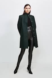 Gorgeous and warm, this is burberrys iconic winter look! Multistitch Wool Blend Funnel Neck Coat Karen Millen