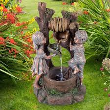 Large Outdoor Water Fountain Children At The Well Two Tiers With Led Lights Outdoorfountain Fontaines D Eau De Jardin Fontaine Exterieur Jardin D Eau