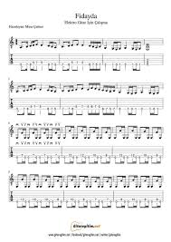 Fidayda Elektro Gitar Nota Tab Gitaregitim Net Elektro Gitar Gitar Sarkilar