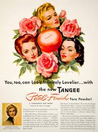 1944 Ad Vintage Tangee Face Powder Bradshaw Crandell Constance Huff Hu