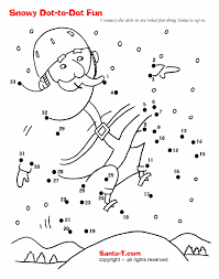 Snowboarding Santa Dot To Dot Jul Matematik Maleboger Kreativitet