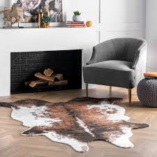Faux cowhide rug diy using fabric for only 15. Wild West Faux Cowhide Brown Rug
