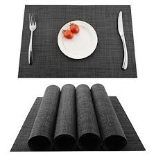 Placemats Heat Resistant Dining Table Place Mats Anti Skid Washable Pvc Kitchen Table Mats By Kokako Set Of 4 Dark Gray Kitchen Table Placemats Table Mats