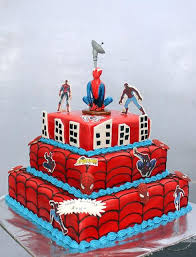 Spiderman Birthday Cake For 3 Year Old Boy Spiderman Cartoon 3 Tier Birthday Cake Spiderman Birthday Cake Tiered Cakes Birthday Spiderman Cake