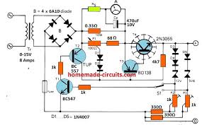 Build a usb powered aa nimh and nicd battery charger. Regulated Car Battery Charger Circuit For Garage Mechanics Homemade Circuit Projects
