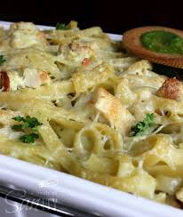 Creamy Pesto Alfredo Chicken Fettuccine Bake A Dash Of Sanity Recipe Chicken Fettuccine Food Recipes