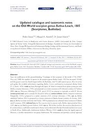 Pdf Updated Catalogue And Taxonomic Notes On The Old World Scorpion Genus Buthus Leach 1815 Scorpiones Buthidae
