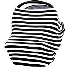 Black White Stripe Multi Use Baby Car Seat Canopy And Nursing Cover Baby Car Seats Shopping Cart Cover Car Seats