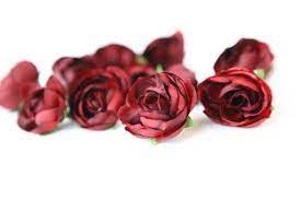 24 Cute Mini Ranunculus In Dark Burgundy Wine Silk Etsy Small Flowers Rose Buds Artificial Flowers