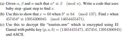 Elgamal Little Step Big Step Procedure Maple Stack Overflow