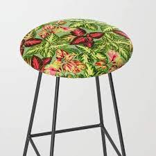 Scattered Coleus Plants Pattern Green Bar Stool Plant Pattern Counter Stools Bar Stools