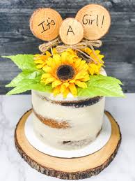 Baby shower ideas and themes for girls you will love. Rustic Sunflower Baby Shower Cake Shower Cakes Baby Shower Cakes Sunflower Baby Shower Cake