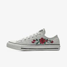 Black And White Chuck Taylors Low Converse Custom Chuck Taylor All Star Rose Embroidery Low Top Shoe Nike Com Custom Chuck Taylors Chuck Taylors Custom Shoes