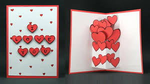 Supplies to decorate your card! Diy Valentine Card Pop Up Heart I Love You Card Making Step By Step Homemade Valentine Cards Valentines Cards Valentines Diy
