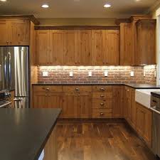 Please sign in to leave a comment. Knotty Pine Kitchen Cabinets Design Ideas Pictures Remodel And Decor Alder Kitchen Cabinets Brick Backsplash Kitchen Pine Kitchen Cabinets