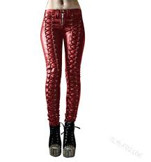 Gothic Lace Up Black And Red Pu Leather Pants Sold By Koko Fashion On Storenvy