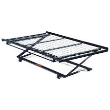 A trundle bed is a multifunctional piece of furniture that will provide you with an extra bed without making the space in your home smaller. Acme Furniture Frame 02506 Twin Pop Up Trundle Bed Frame W Link Spring Del Sol Furniture Bed Frames
