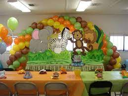 Jungle theme safari baby shower decorations with banner for boy or girl. Baby Shower Decorations Jungle Theme Novocom Top