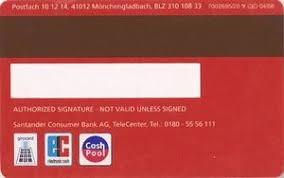 Suchbegriffe (name der bank etc.) bankleitzahl oder bic. Bank Card Clever Card Santander Consumer Bank Germany Federal Republic Col De Ms 0032