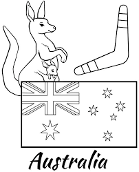 Australian Flag Coloring Page For Children Kangaroo And Boomerang Flag Coloring Pages American Flag Coloring Page Star Coloring Pages
