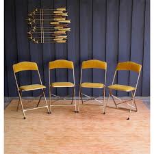 Charming Yellow Set Of Four Velvet Folding Chairs In Excellent Vintage Condition These Chairs Have Been A Darling Of Chair Folding Chair Dining Chairs