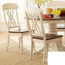 Country Style Wood Distressed Antique Cream Color Dining Chair Set 2 New White Side Chair Side Chairs Dining Country Style Furniture