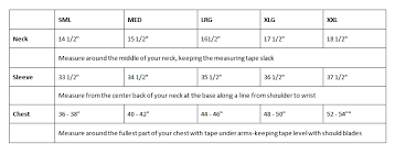 Acorn Shirts Size Charts Acorn Shirts By Robert Goldfeder