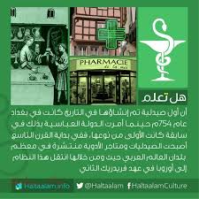 هل تعلم ان اول صيدلية دوائية في تاريخ البشرية تم انشاؤها في بغداد عاصمة الخلافة في العهد العباسي Did You Know Facts Arabic English Quotes Words