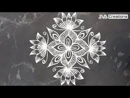 Creative Lotus Flower Rangoli Design With 13 7 Dots Lotus Kolam Design Chukkala Muggulu D Lotus Flower Design Rangoli Kolam Designs Free Hand Rangoli Design