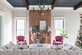 Maybe you would like to learn more about one of these? Vintage Living Room Black Ceiling Brick Fireplace Dark Wood Beams Anthropologie Home Tufted Sofa Christmas 5 Of 23 Addison S Wonderland