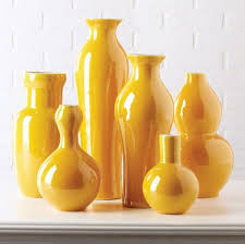 Beautiful Set Of 6 Yellow Porcelain Flower Vases Click Image For Full Screen View Yellow Home Accessories Traditional Vases Yellow Home Decor