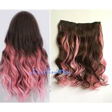 Great way to change up your color if you don't want to dye your hair or if you want to play with different color streaks in your hair! Dark Brown Mixed With Pink Two Colors Ombre Highlight Hair Extension Synthetic Clip In Hair Ext Highlighted Hair Extensions Hair Highlights Hair Extension Care