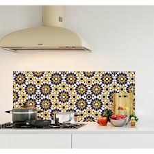 Credence De Cuisine Adhesive En Verre De Synthese Motif Fleur Geometrique Vintage L 120 X H 50 Cm Achat Vente Credence Credence De Cusine Motif Cdiscount