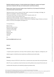 Pdf Medically Explained Symptoms A Mixed Methods Study Of Diagnostic Symptom And Support Experiences Of Patients With Lupus And Related Systemic Autoimmune Diseases