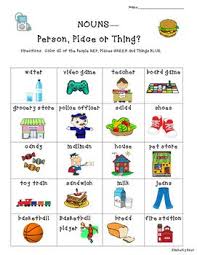 Noun Practice Worksheet Person Place Or Thing Color Coding Sorting Nouns Person