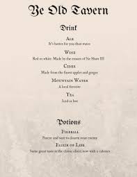 An Easy Dnd Style Tavern Menu Dragon Wedding Dragon Recipe Dnd