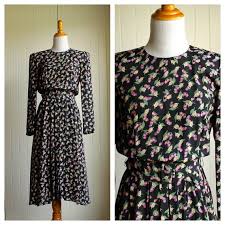 Vintage 70s Black Floral Dress By Karin By Wanderingrubyolive Floral Dress Black Vintage Outfits Dresses