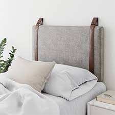 You can choose from two different colors. Amazon Com Nathan James Harlow Wall Mount Faux Leather Or Fabric Upholstered Headboard Adjustable Height Vintage Brown Straps With Black Matte Metal Rail Twin Gray