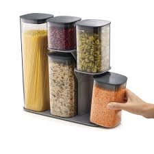 Our storage jars are great for organizing your kitchen, storing beauty products in the bathroom, and even separating items in your craft area. Buy Joseph Joseph Podium Storage Jar Set With Stand Grey 5 Piece Amara