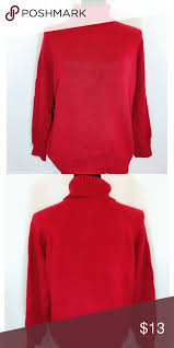 Karen Scott Cotton Turtleneck Sweater Red Amore Condition New With Tags Mpn A30 Neckline Turtleneck Color Bright Red Siz Red Sweaters Sweaters Turtle Neck