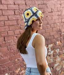 Urban Sunflower Granny Square Bucket Hat Crochet Pattern Etsy Chunky Crochet Blanket Pattern Chunky Crochet Blanket Granny Square Bucket Hat
