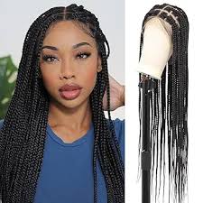 Kalyss 360° HD Full Lace Braided Wigs for Women Knotless Braided Wig with  Baby Hair Black Premium Synthetic Lace Front Box Braid Wig 36" : Buy Online  at Best Price in KSA -