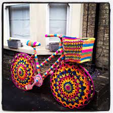 Bike knitting bicycle lace knitting crochet crafty lace lace patterns yarn. They Yarn Bombed A Bike For Charity Knithacker