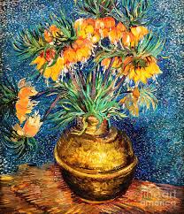 Vase with daises and poppies). Imperial Fritillaries In A Copper Vase By Van Gogh Painting By Vincent Van Gogh