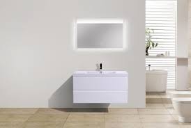 Keep your bath essentials tucked away in one of the eight drawers or in the. Moreno Mob 42 High Gloss White Wall Mounted Modern Bathroom Vanity With Reeinforced Acrylic Sink Los Angeles Vanity