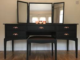 Stag Dressing Table Upcycle With Fusion Mineral Matt Paint Coal Black With Gorgeous On Trend Copper Furniture Dressing Table Stag Furniture Copper Room Decor